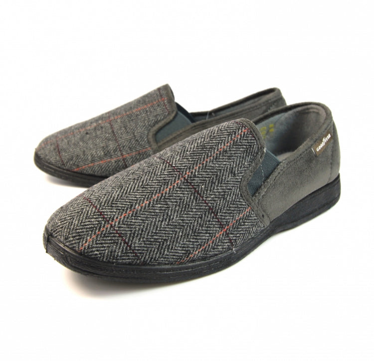 Lazydogz Men’s Harrison Grey Tweed Slipper