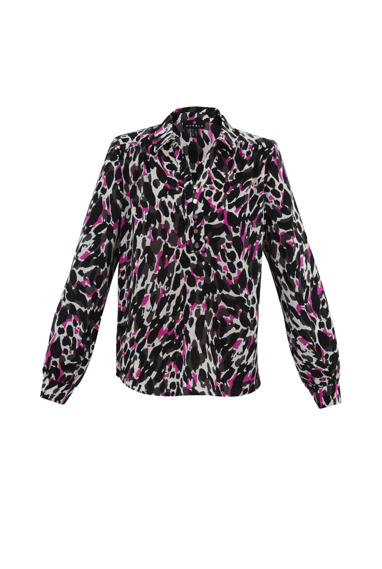 Marble 7692-222 Print Blouse Fuchsia