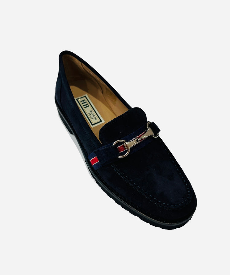 HB Buckle Moccasin Navy Suede 1064