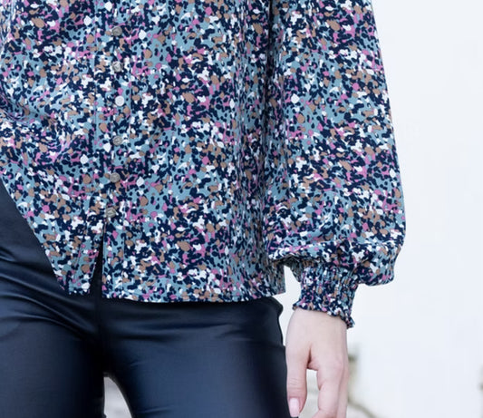 Marble 8155-223 Blouse Teal Multi