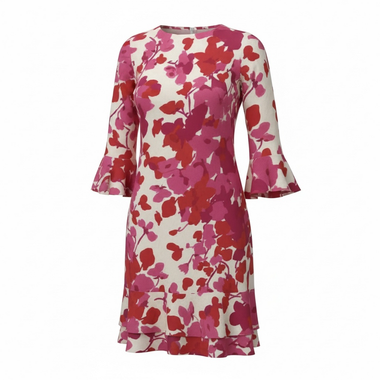 Pomodoro Trailing Flower Ruffle Hem Dress (colour options)