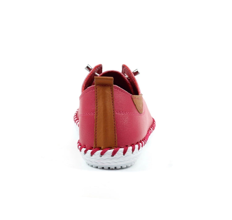 Lunar St Ives FLE030 Leather Raspberry Plimsoll