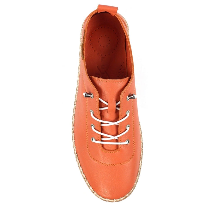 Evie Orange Leather Plimsole