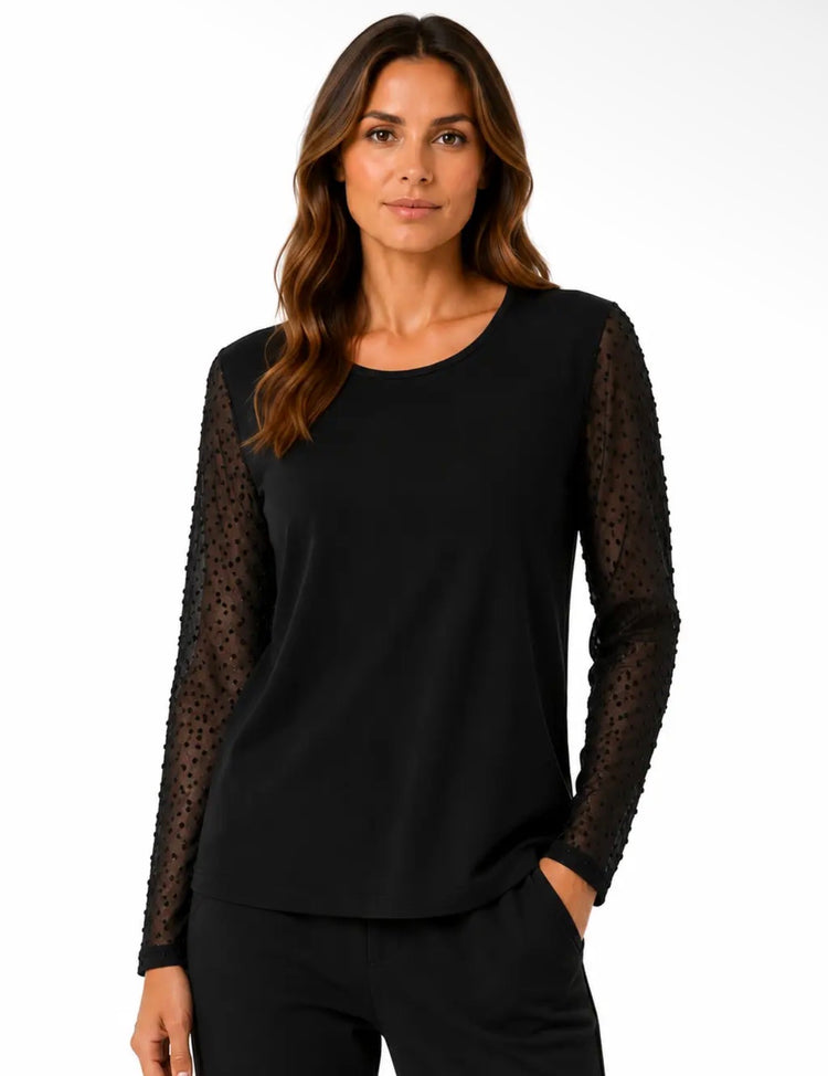 MJ Top with Diamante Mesh Sleeve