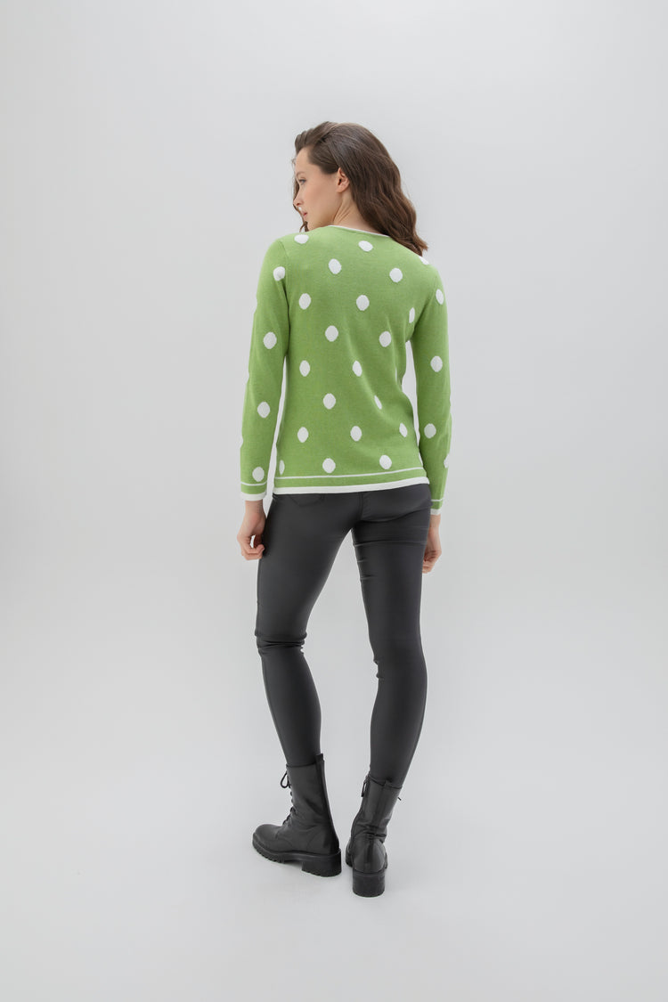 Marble 7596-221 Polka Sweater Chartreuse