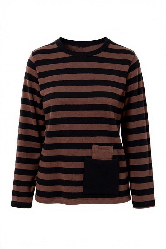 Peruzzi Stripe Pocket Fleece Top W26146