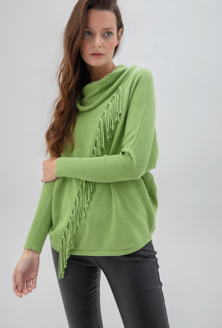 Marble 6373-221 Fringe Sweater Chartreuse