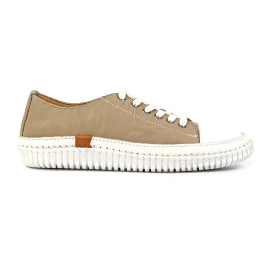 Lazy Dogz Truffle II Stone Leather Plimsoll