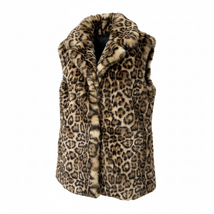 Pomodoro Faux Fur Leopard Gilet 42656