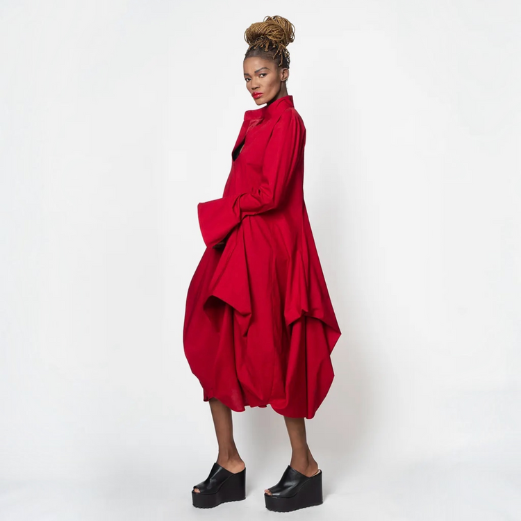 Metamorphoza Asymmetric Collar Dress