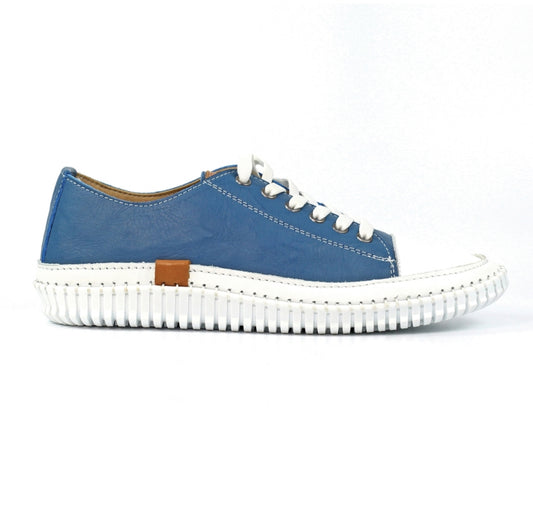 Lazy Dogz Truffle II Mid Blue Leather Plimsoll
