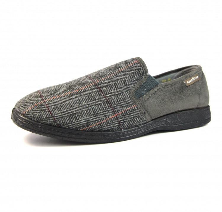 Lazydogz Men’s Harrison Grey Tweed Slipper