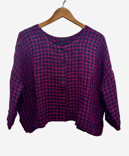 Grizas 7658-L280-9 Checked Jacket Top Magenta