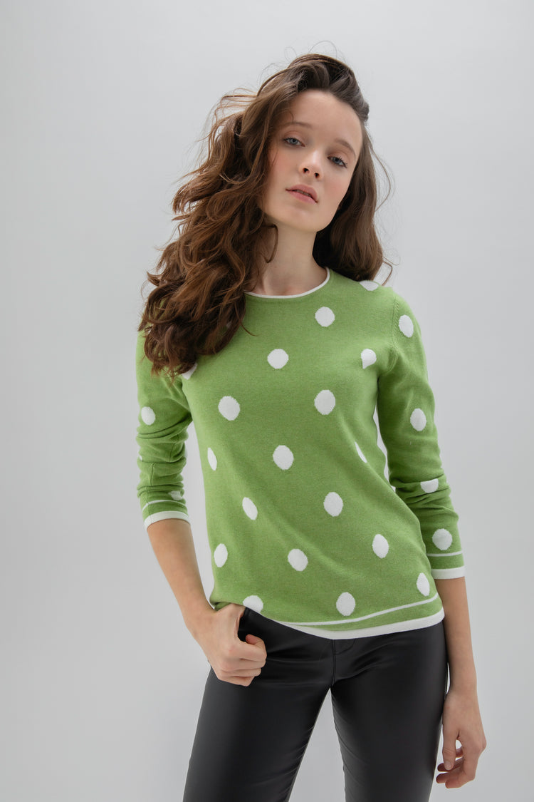 Marble 7596-221 Polka Sweater Chartreuse