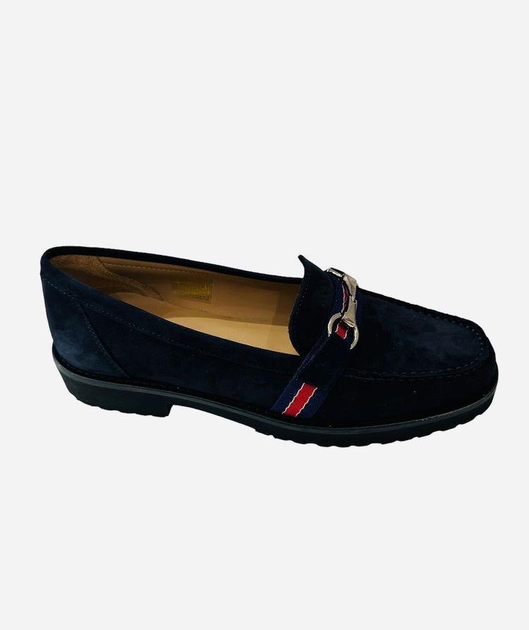 HB Buckle Moccasin Navy Suede 1064