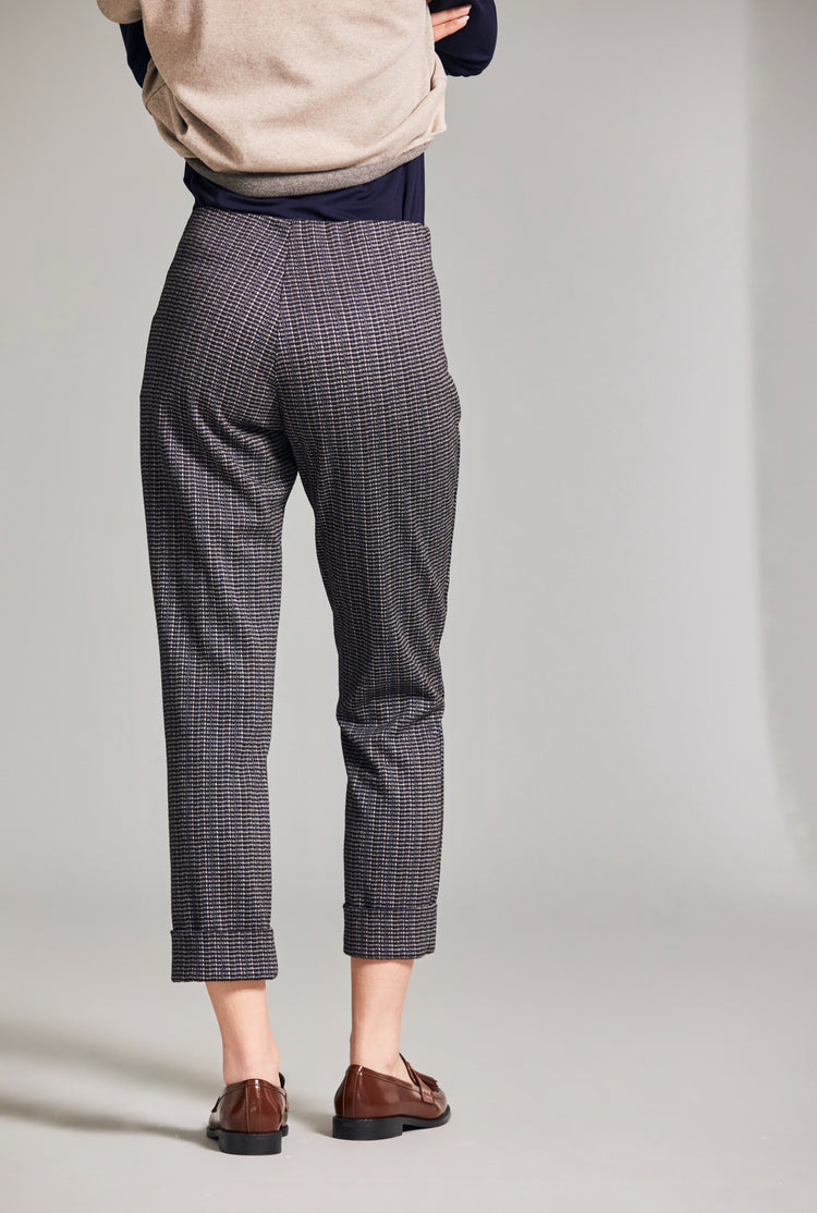 Peruzzi W24117 Checked Ankle Trousers Navy