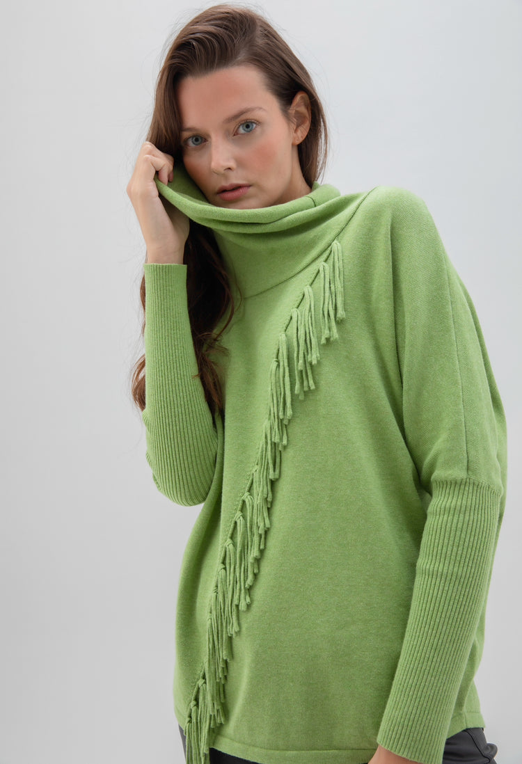 Marble 6373-221 Fringe Sweater Chartreuse