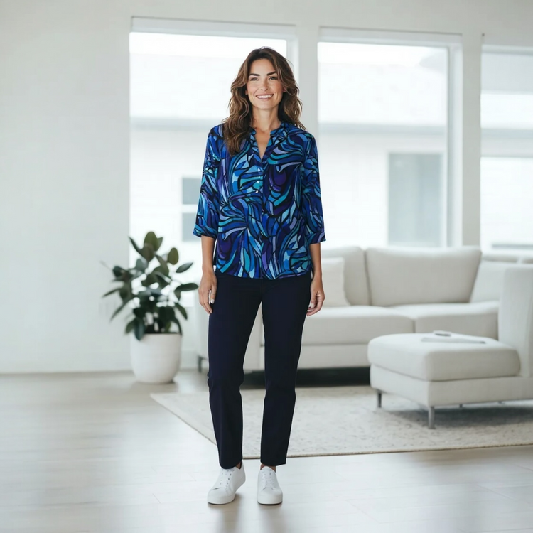 Pomodoro Mosaic Blouse Blue