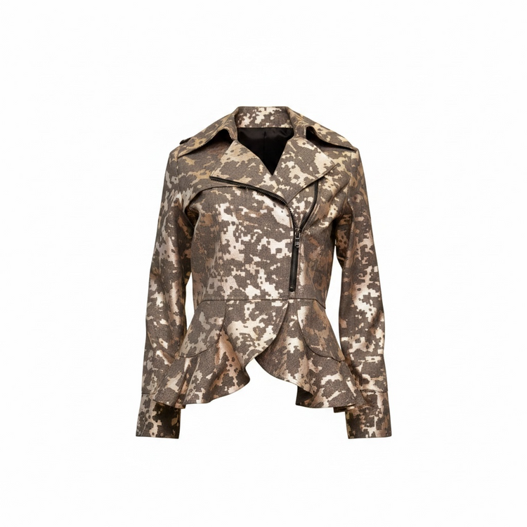 Jacquard Biker Jacket Rose Gold