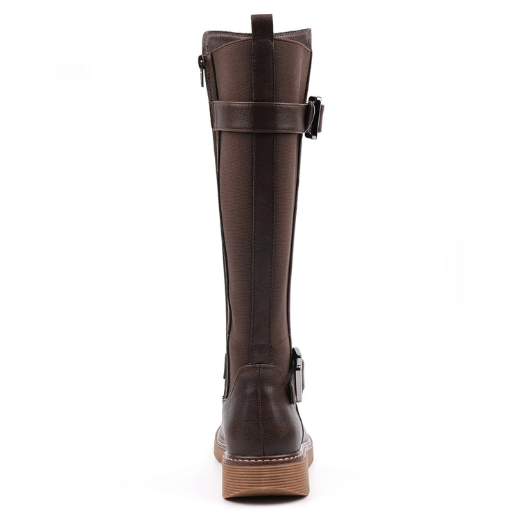 Lunar Devon Full Elastic Wide Fit Long Boot Brown