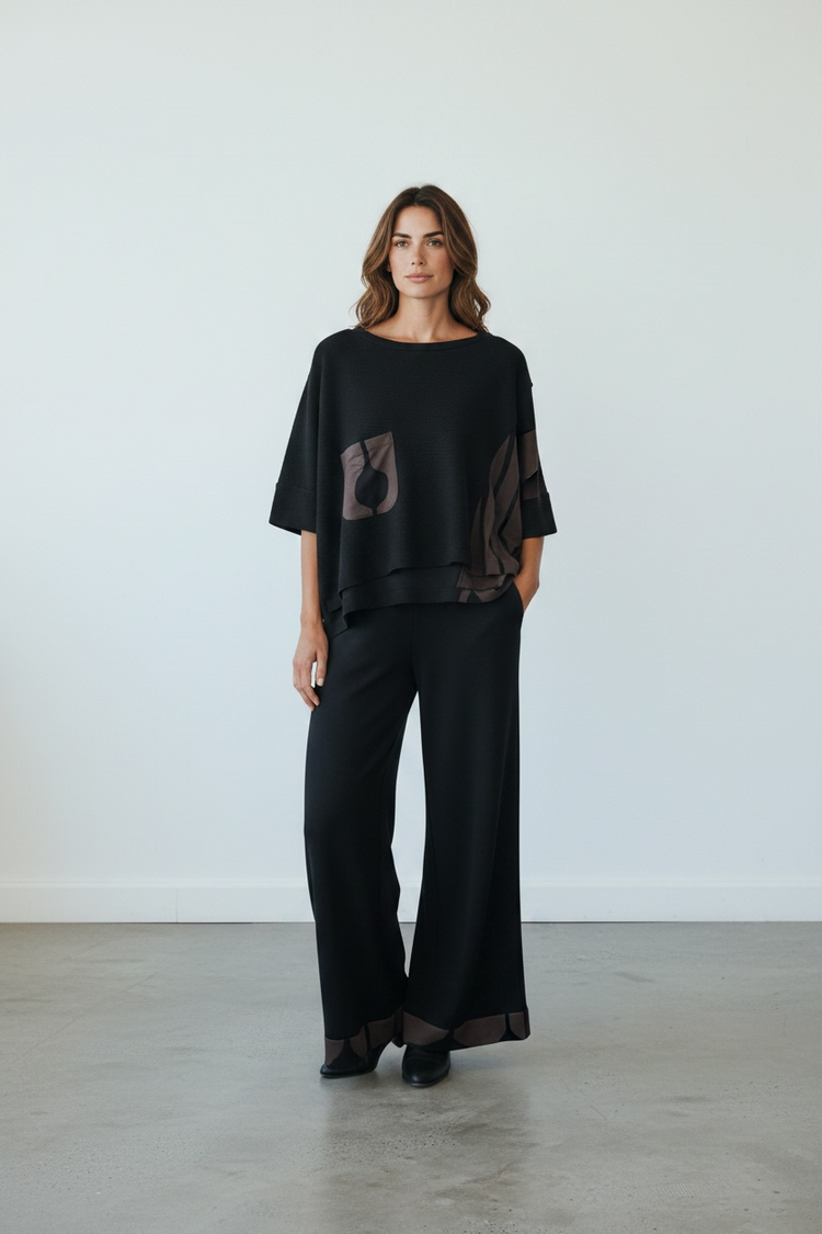 Naya Top NAW26217 Black & Chocolate
