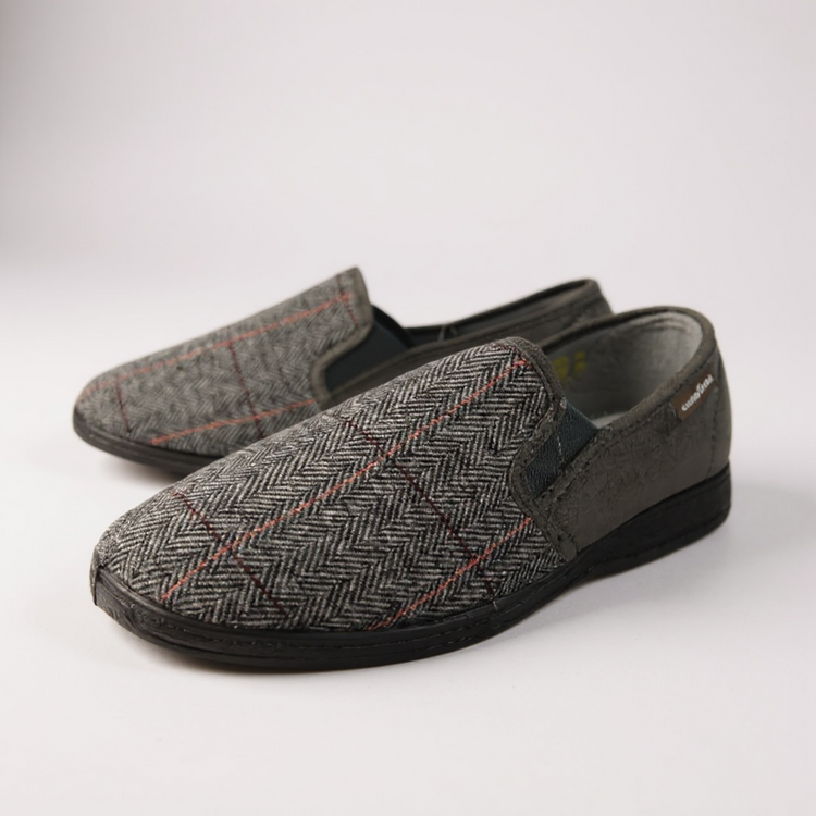 Lazydogz Men’s Harrison Grey Tweed Slipper