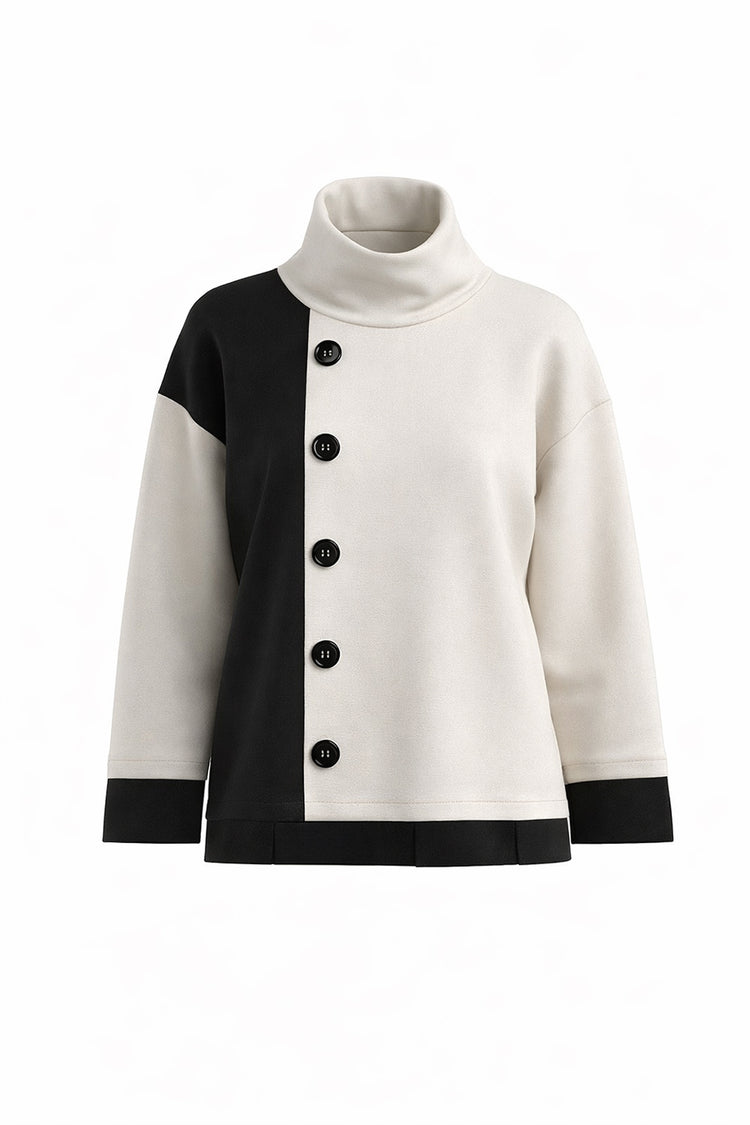 Peruzzi Two Tone Button Top W26198