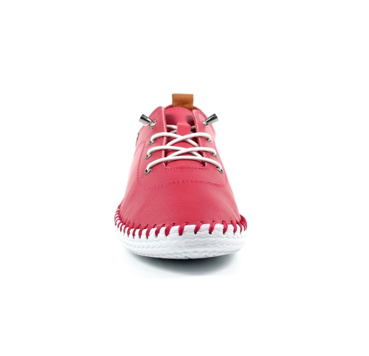 Lunar St Ives FLE030 Leather Raspberry Plimsoll