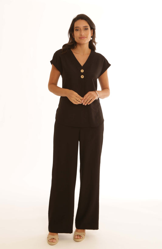 Pomodoro Solid Wide Leg Trousers Black