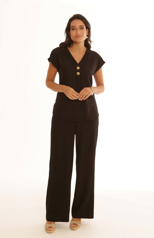 Pomodoro Solid Two Button Top Black