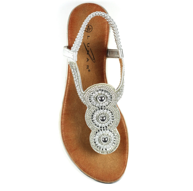 Lunar Silvia Silver Toe Post Gem Sandal