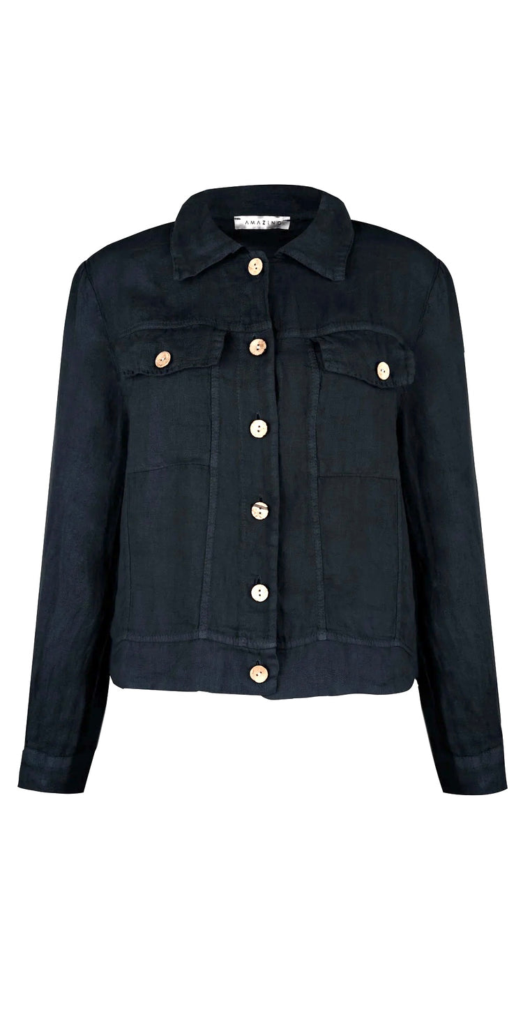 Amazing Kara Jacket Linen Navy