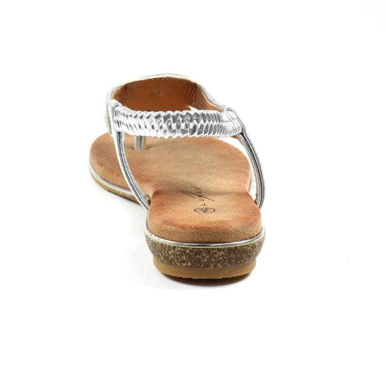 Lunar Silvia Silver Toe Post Gem Sandal