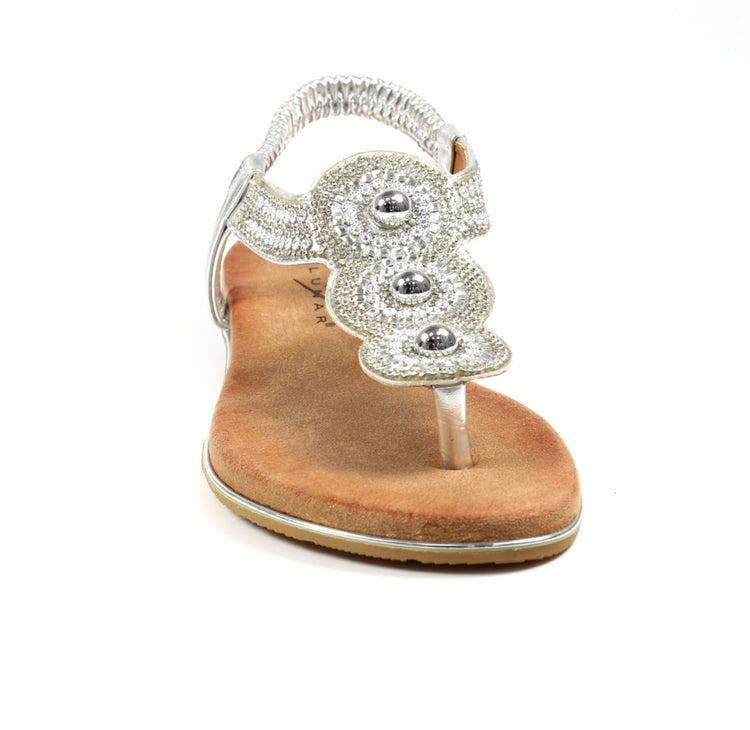 Lunar Silvia Silver Toe Post Gem Sandal