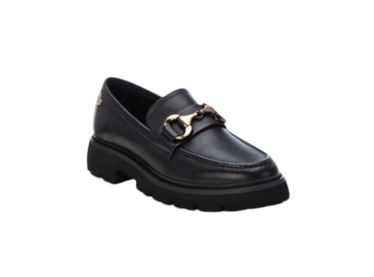 Carmela Black Leather Loafers