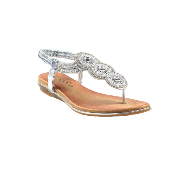 Lunar Silvia Silver Toe Post Gem Sandal