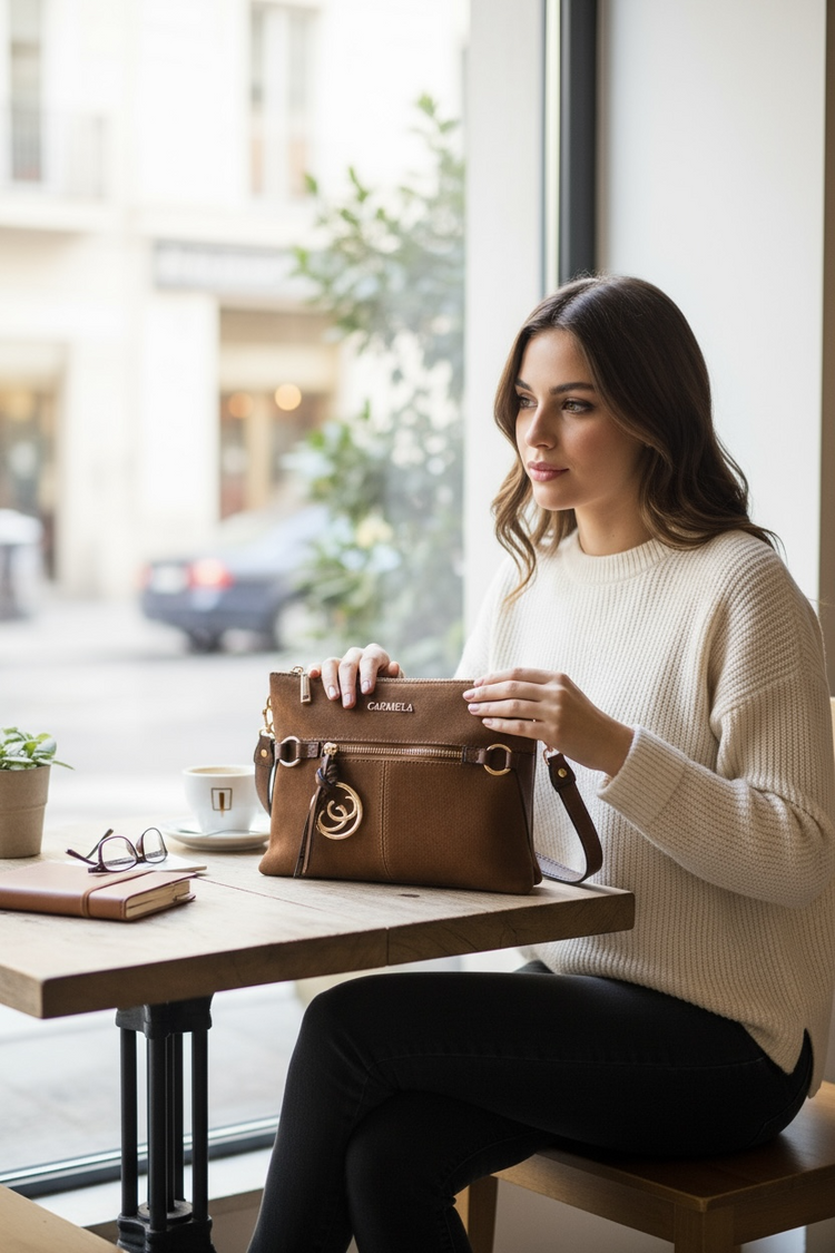 Carmela Suede Bag 186174 Camel