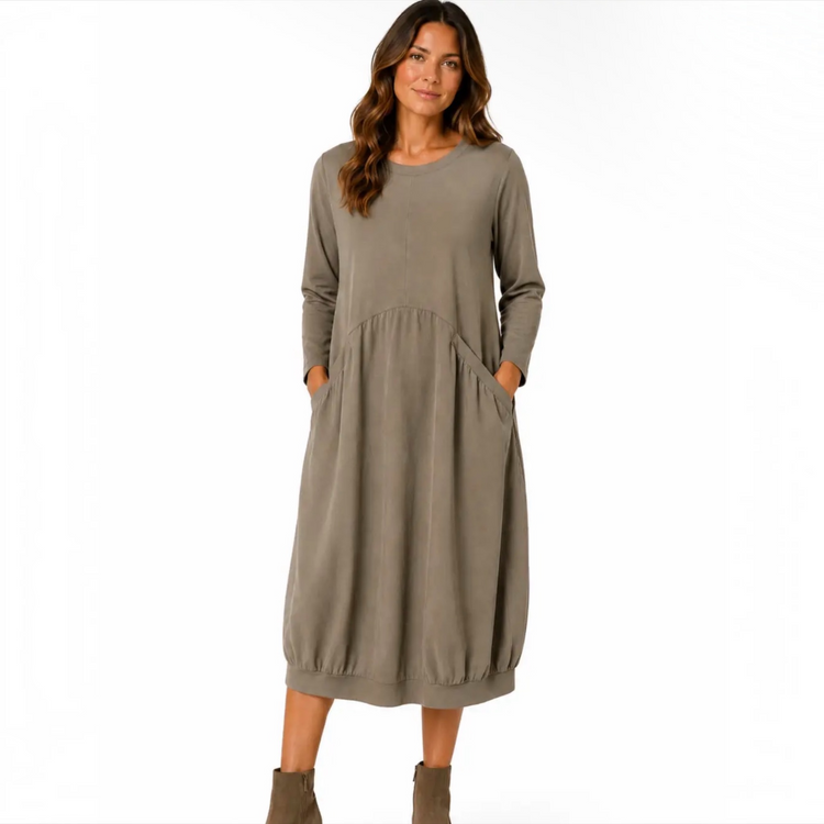 MJ Latte Pocket Dress with Taffeta WF2938