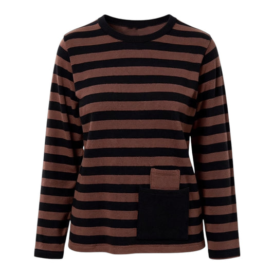 Peruzzi Stripe Pocket Fleece Top W26146