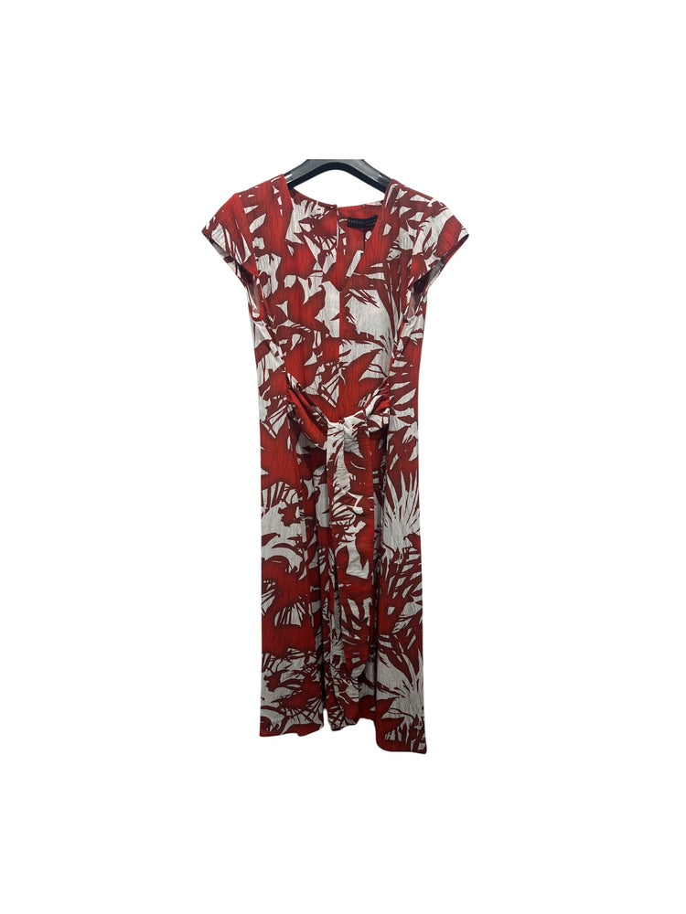 Peruzzi Long Print Dress Red