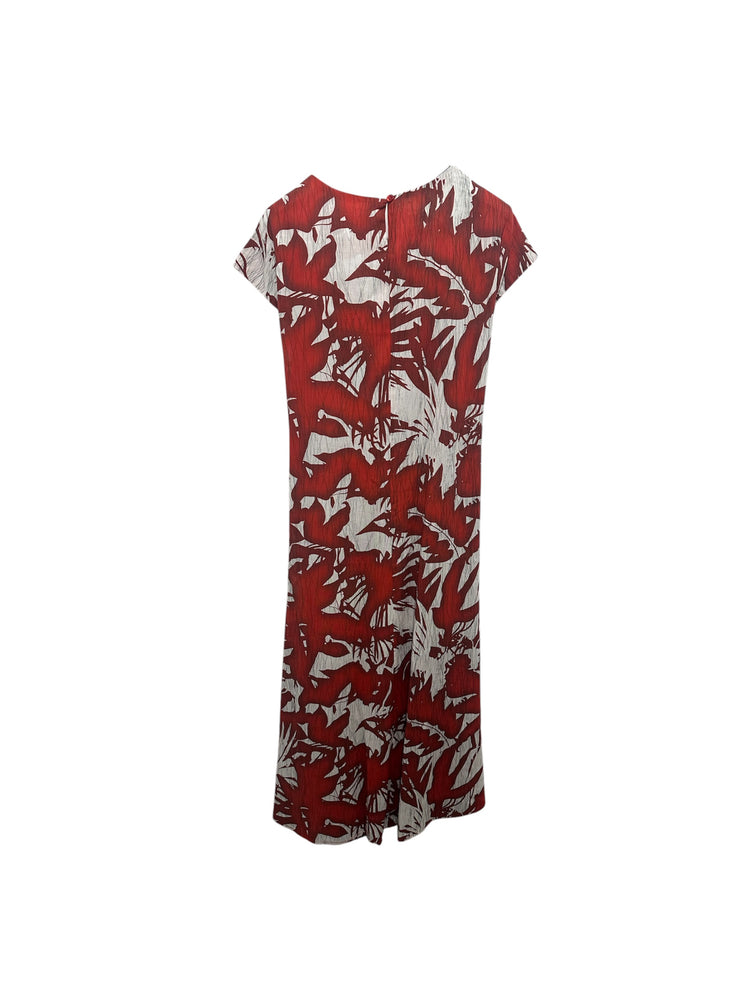 Peruzzi Long Print Dress Red