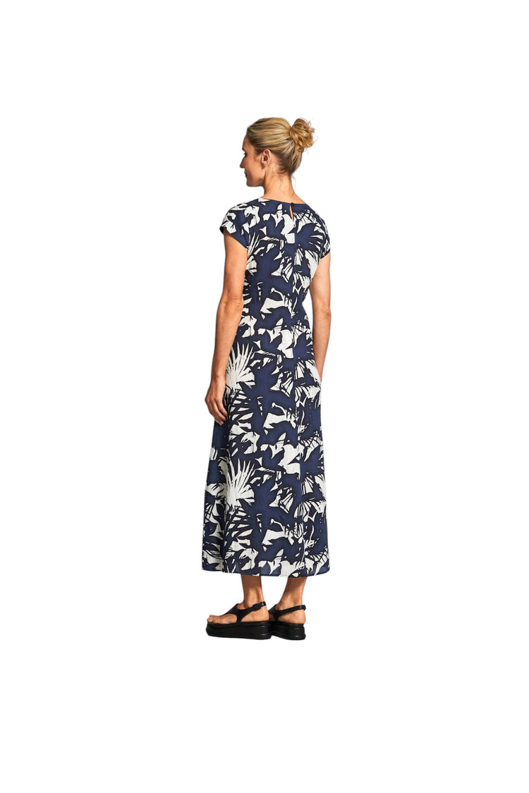 Peruzzi Long Print Dress Navy