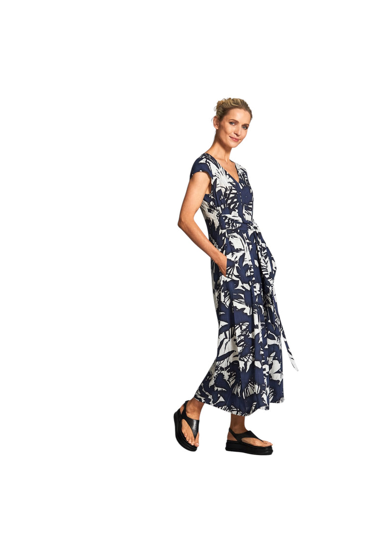 Peruzzi Long Print Dress Navy