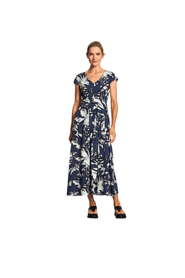 Peruzzi Long Print Dress Navy