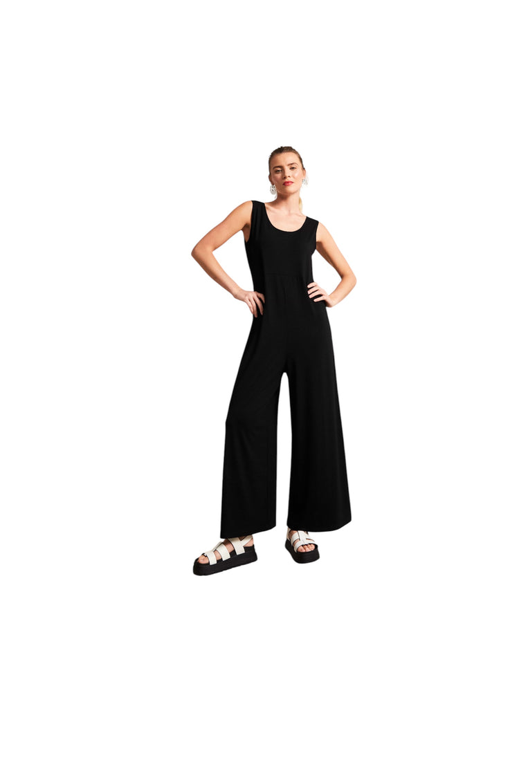 Naya Wide Leg Jersey Jumpsuit Black