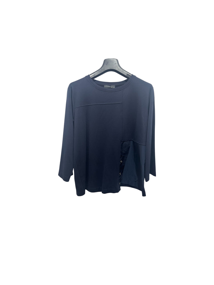 Peruzzi Taffeta Trim Top Navy S25103