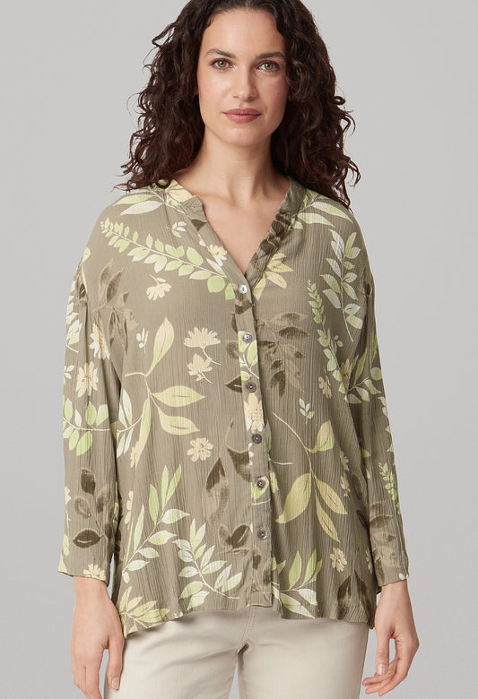 Adini Evergreen Leaf Sherly Top - Green Mix