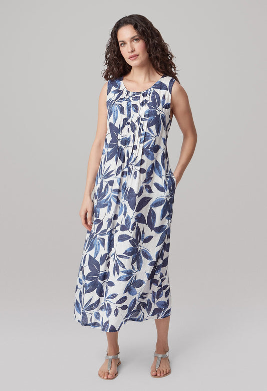 Adini Garden Leaf Flora Dress - Navy/White