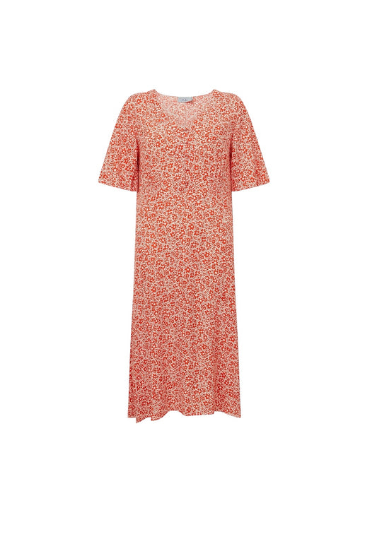 Adini Mono Floral Phoebe Dress - Coral/White