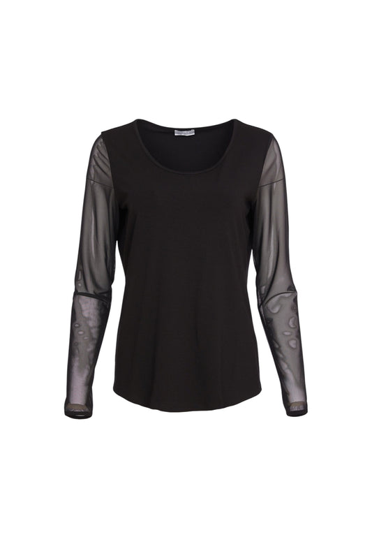 NAYA NAW24106 Mesh Sleeve Top Black